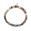 Agate & Burnished Silver Beaded Flex Bracelet