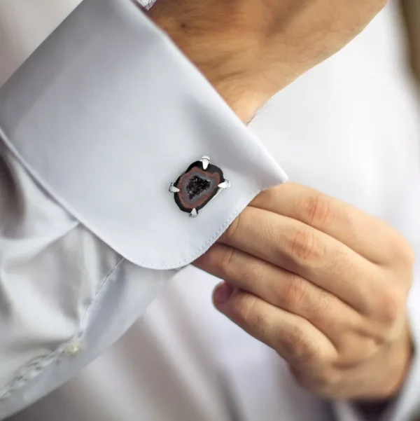 Agate Druzy Geode Claw Sterling Cufflinks