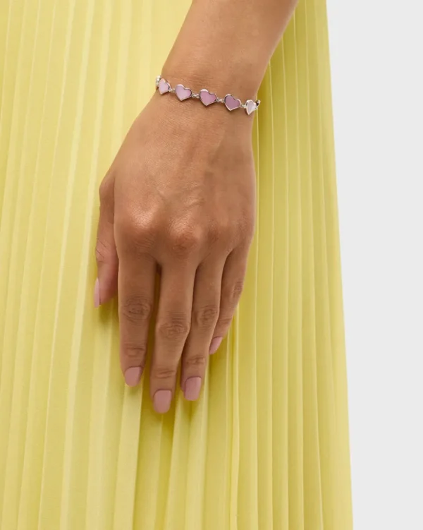 All Around Mother of Pearl Heart Sterling Silver Bracelet