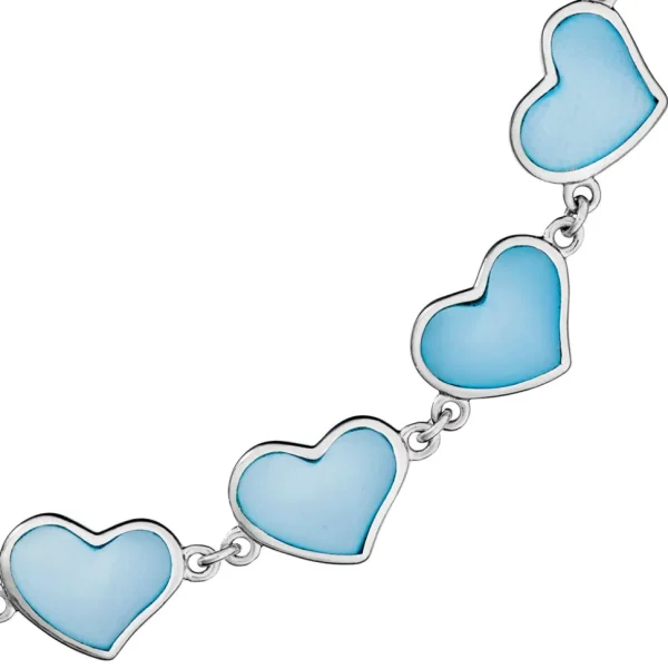 All Around Mother of Pearl Heart Sterling Silver Bracelet