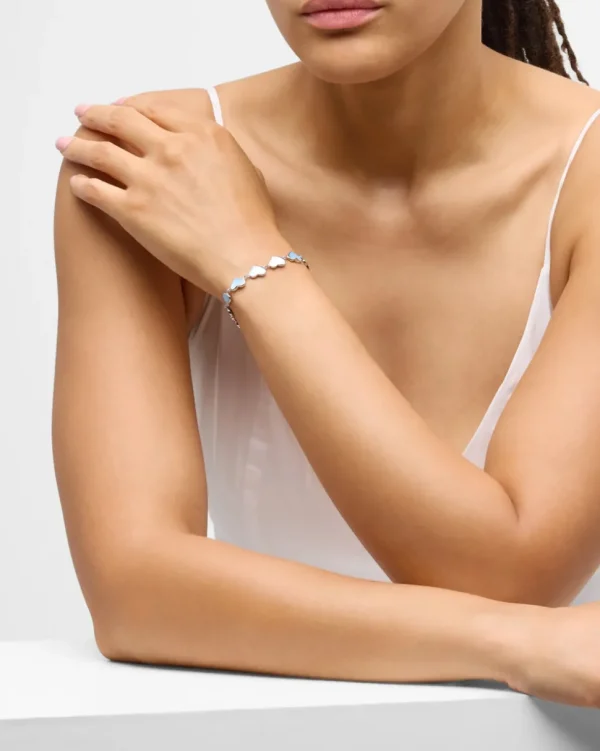 All Around Mother of Pearl Heart Sterling Silver Bracelet