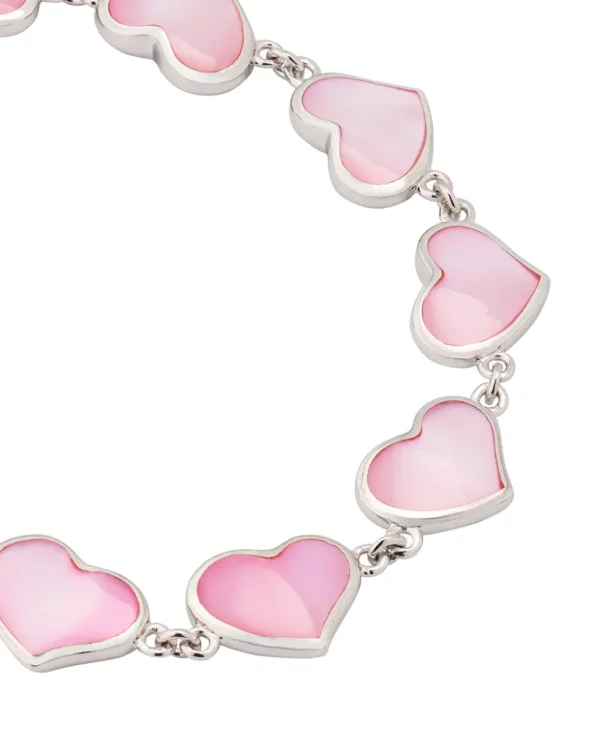 All Around Mother of Pearl Heart Sterling Silver Bracelet