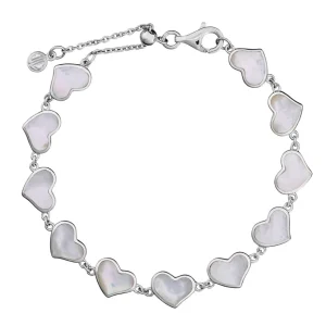All Around Mother of Pearl Heart Sterling Silver Bracelet