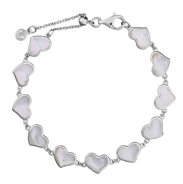 All Around Mother of Pearl Heart Sterling Silver Bracelet