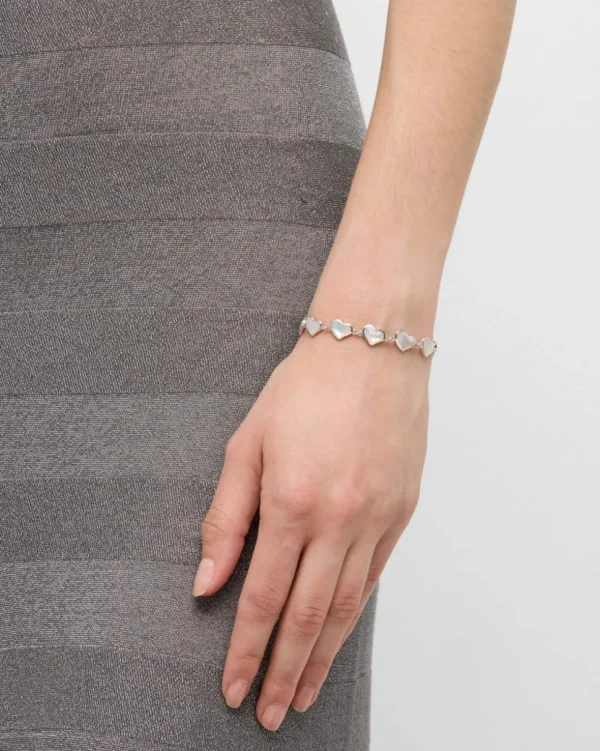 All Around Mother of Pearl Heart Sterling Silver Bracelet