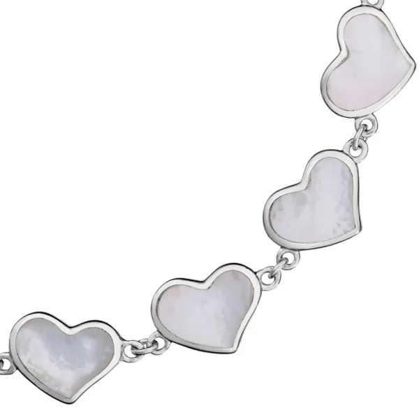 All Around Mother of Pearl Heart Sterling Silver Bracelet