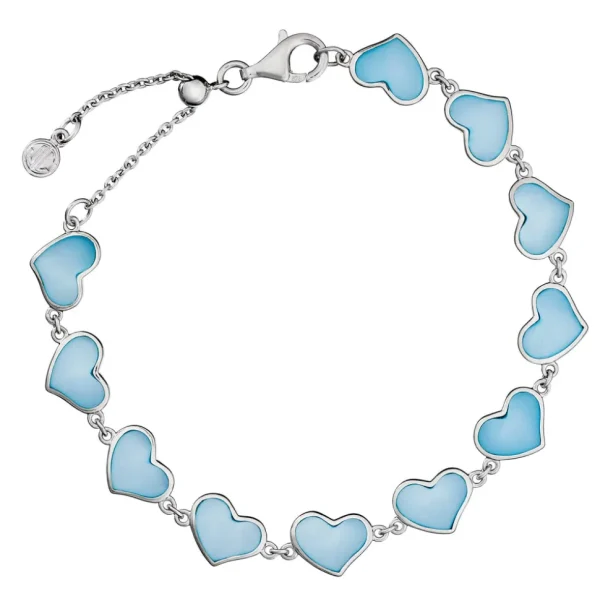 All Around Mother of Pearl Heart Sterling Silver Bracelet