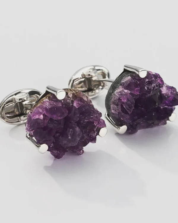 Amethyst Druzy Sterling Cufflinks