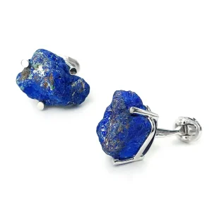 Azurite Druzy Rock Sterling Cufflinks