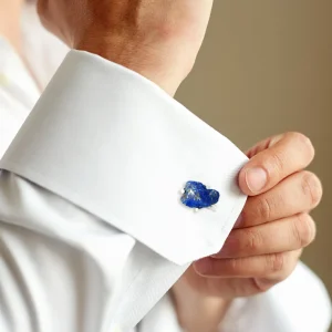Azurite Druzy Rock Sterling Cufflinks