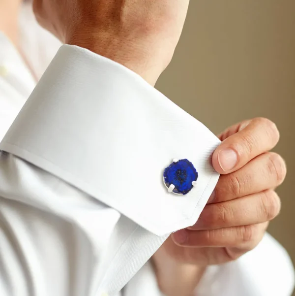 Azurite Druzy Sterling Cufflinks