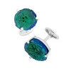 Azurite Malachite One of Kind Geode Sterling Cufflinks
