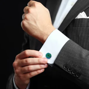 Azurite Malachite One of Kind Geode Sterling Cufflinks