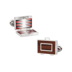 Backgammon Wood Inlay Sterling Cufflinks