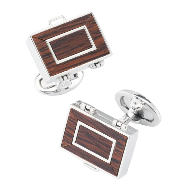 Backgammon Wood Inlay Sterling Cufflinks