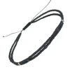 Black Double Strand Micro Bead Pull Cord Bracelet