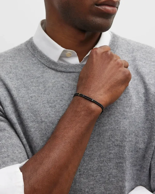 Black Double Strand Micro Bead Pull Cord Bracelet