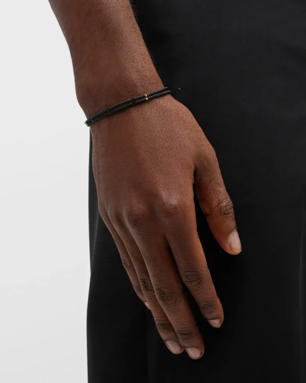 Black Double Strand Micro Bead Pull Cord Bracelet
