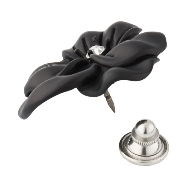Black Flower Lapel Pin