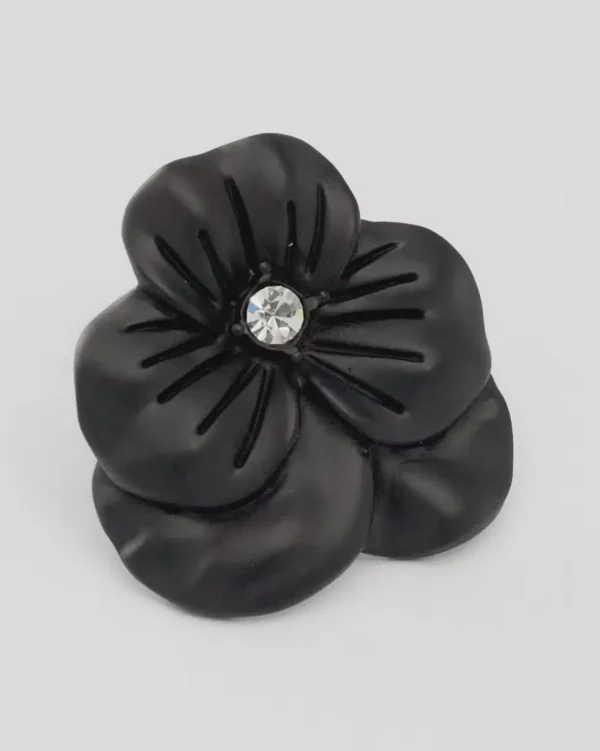 Black Flower Lapel Pin