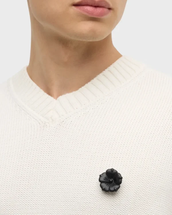 Black Flower Lapel Pin