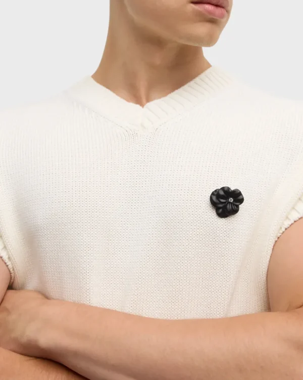 Black Flower Lapel Pin