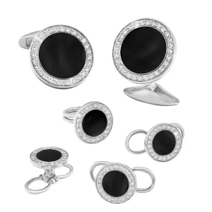 Black Onyx & Diamond 18K White Gold Tuxedo Set