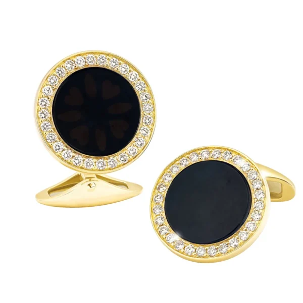 Black Onyx & Diamond 18K Gold Cufflinks