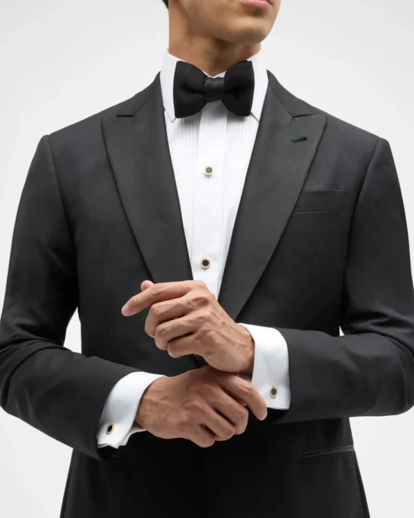 Black Onyx & Diamond 18K Gold Tuxedo Studs & Cufflinks Set