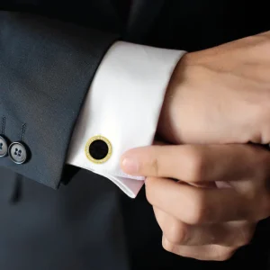 Black Onyx & Diamond 18K Gold Cufflinks