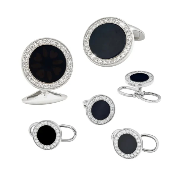 Black Onyx & Diamond 18K White Gold Tuxedo Set