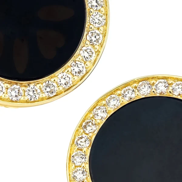 Black Onyx & Diamond 18K Gold Cufflinks