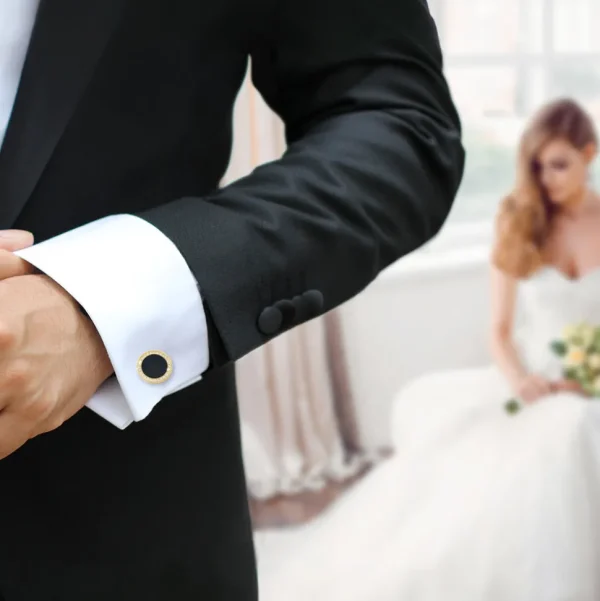 Black Onyx & Diamond 18K Gold Cufflinks