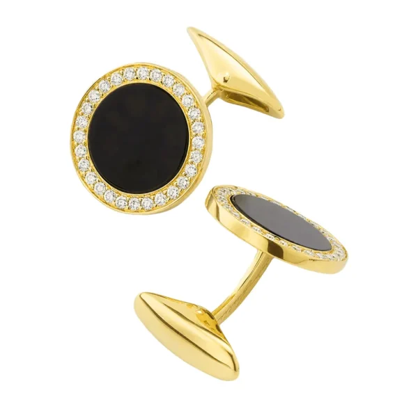Black Onyx & Diamond 18K Gold Cufflinks