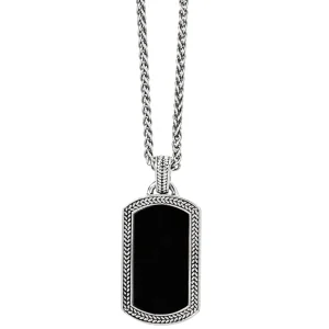 Black Onyx Plaque Sterling Pendant & Necklace