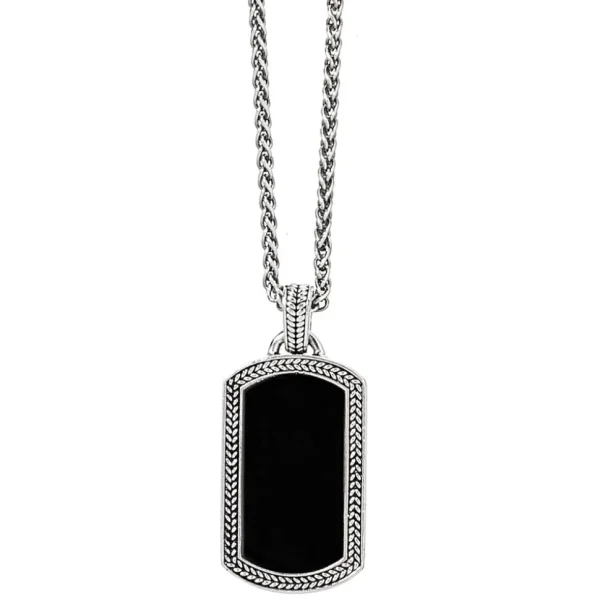 Black Onyx Plaque Sterling Pendant & Necklace