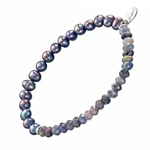 Blue Sapphire & Pearls Flex Bracelet
