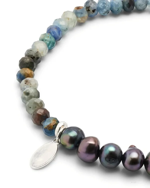 Blue Sapphire & Pearls Flex Bracelet