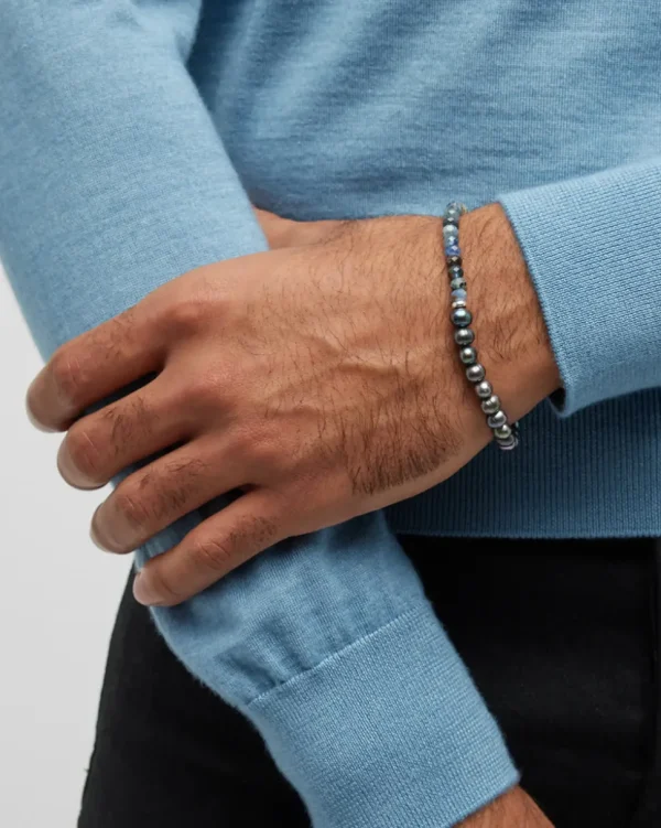 Blue Sapphire & Pearls Flex Bracelet