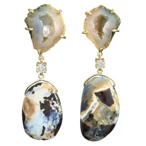Bondi Beach 18K Gold One of a Kind Gemstone Earrings