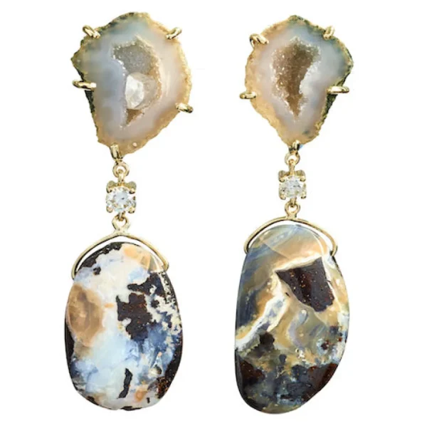 Bondi Beach 18K Gold One of a Kind Gemstone Earrings