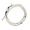 Bone Sterling Beaded Double Pull Cord Bracelet