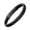 Braided Girth Leather Bracelet Steel