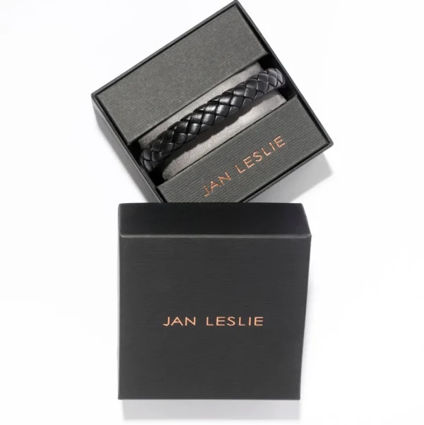 Braided Girth Leather Bracelet Steel