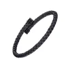 Braided Leather Bracelet with Flexible Spring Fit