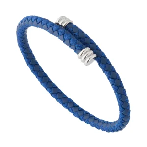 Braided Leather Bracelet with Flexible Spring Fit