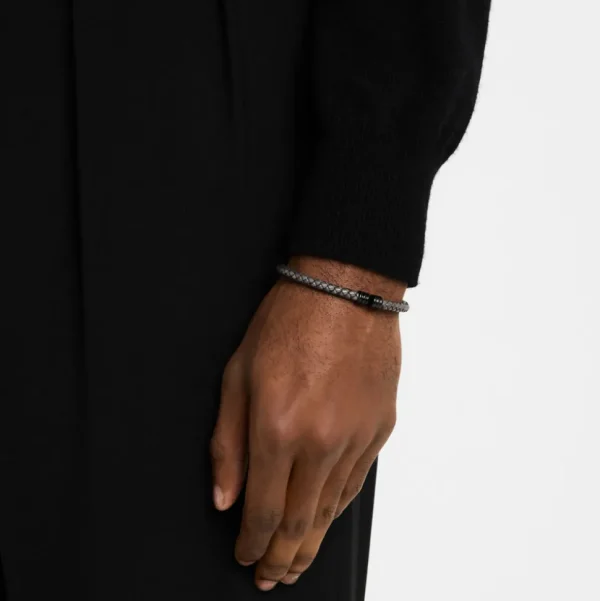 Braided Leather Bracelet with Flexible Spring Fit