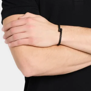 Braided Leather Bracelet with Flexible Spring Fit