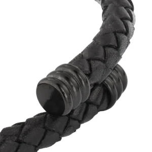 Braided Leather Bracelet with Flexible Spring Fit