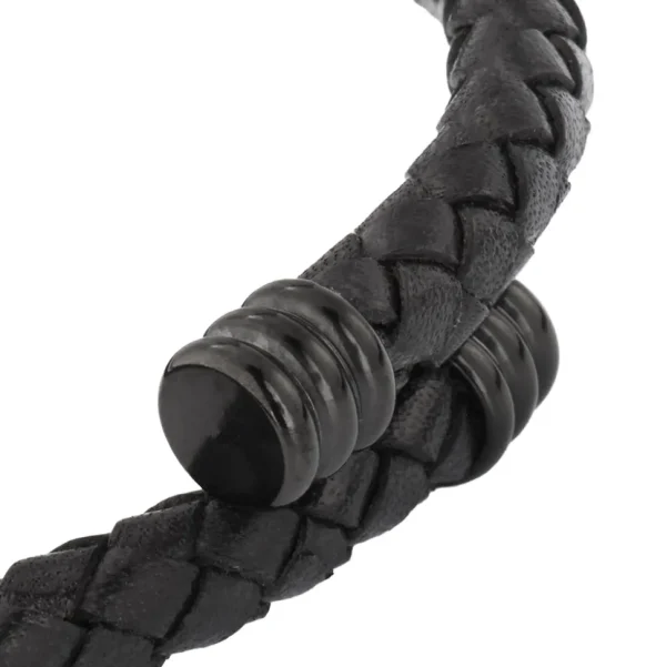 Braided Leather Bracelet with Flexible Spring Fit